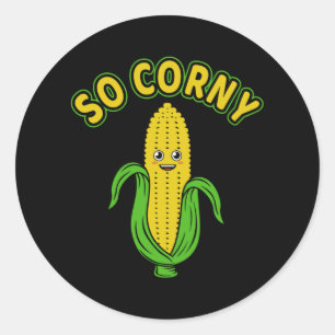 Sticker Rond Donc Corny Corn sur la Foule de Cob Jour drôle Mèm