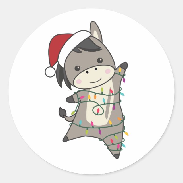 Sticker Rond Donkey Christmas Donkeys (Devant)
