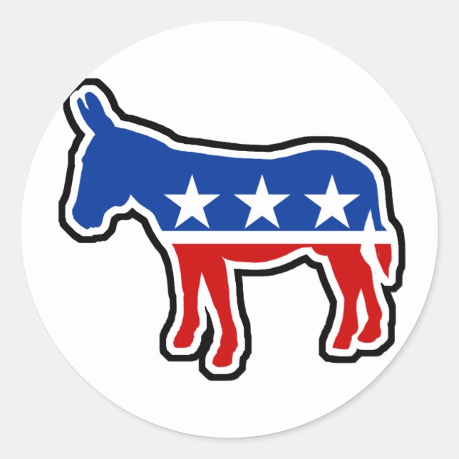 Sticker Rond Donkey démocrate (Devant)