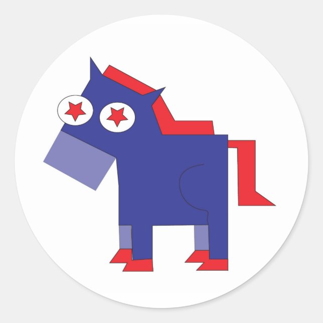 Sticker Rond Donkey démocrate (Devant)