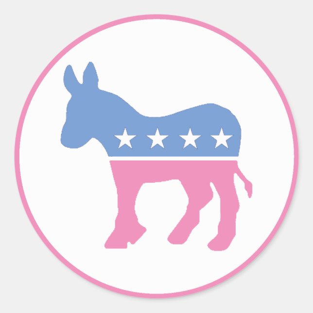 Sticker Rond Donkey démocrate Pastel (Devant)