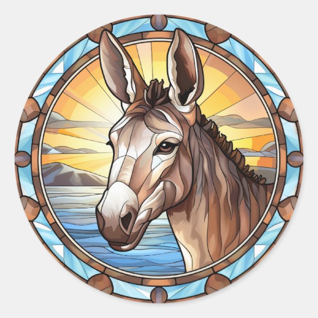 Sticker Rond Donkey en verre doux (Devant)