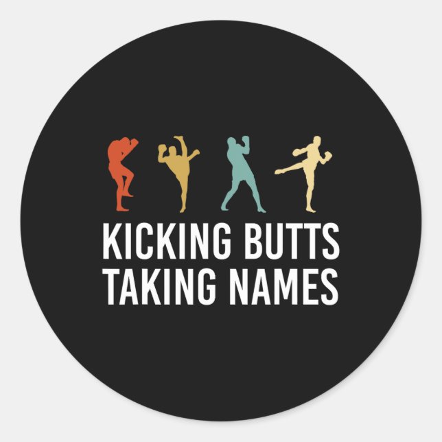 Sticker Rond Donner des coups Prendre des noms Kickboxing Kickb (Devant)