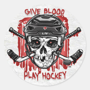 Sticker Rond Donner du sang au hockey noir