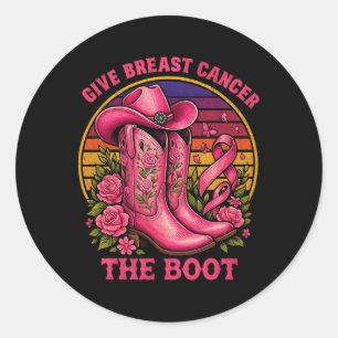 Sticker Rond Donner Le Cancer Du Sein L'Initiale Cowgirl Cancer