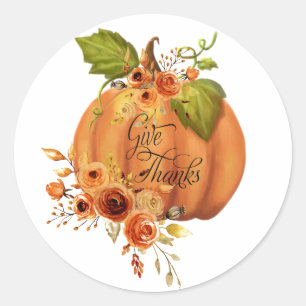 Sticker Rond Donner Merci citrouille floral