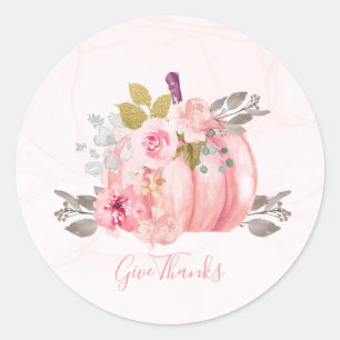 Sticker Rond Donner Merci Punk Aquarelle Citrouille Peony Flowe