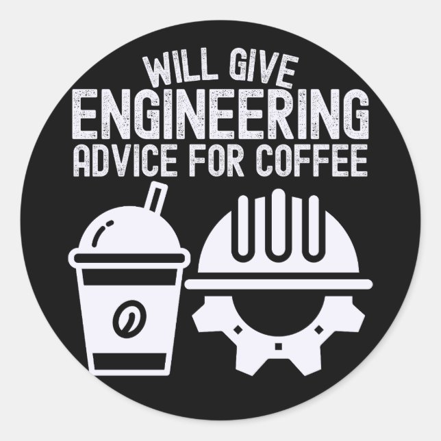 Sticker Rond Donnera des conseils d'ingénierie pour le café  (Devant)