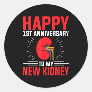 Sticker Rond Donneur de rein - Joyeux 1er anniversaire à mon no