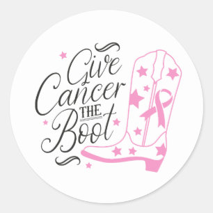 Sticker Rond Donnez le coup de pied au cancer du sein Ruban Ros