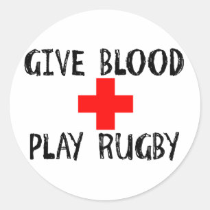 Sticker Rond Donnez le sang, rugby de jeu