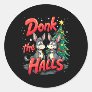 Sticker Rond Dons De Noël Tangés Dans Les Lumières De Noël Dun