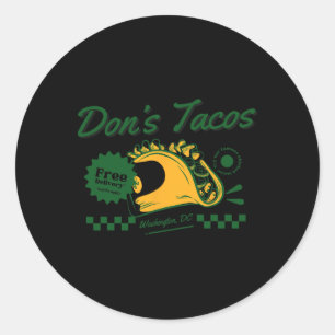 Sticker Rond Don's Tacos - Funny Patriotic Let's Go Taco Tarif