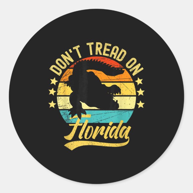 Sticker Rond Don't Tread On Florida Alligator  (Devant)