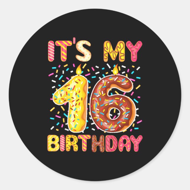 Sticker Rond donu sucré 16e anniversaire  (Devant)