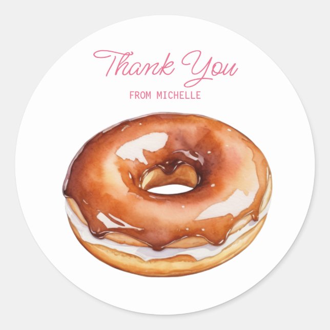Sticker Rond Donut aquarelle personnalisé  (Devant)
