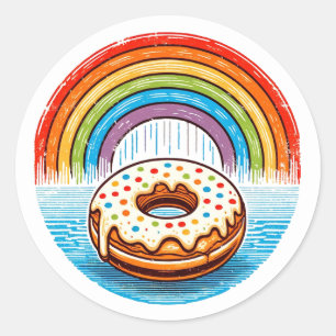 Sticker Rond Donut arc-en-ciel