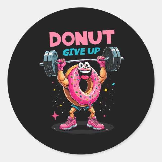 Sticker Rond Donut de bodybuilder Ne pas abandonner Humour Gym  (Devant)