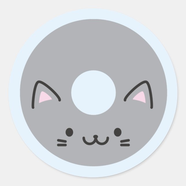 Sticker Rond Donut de chat Kawaii (Devant)