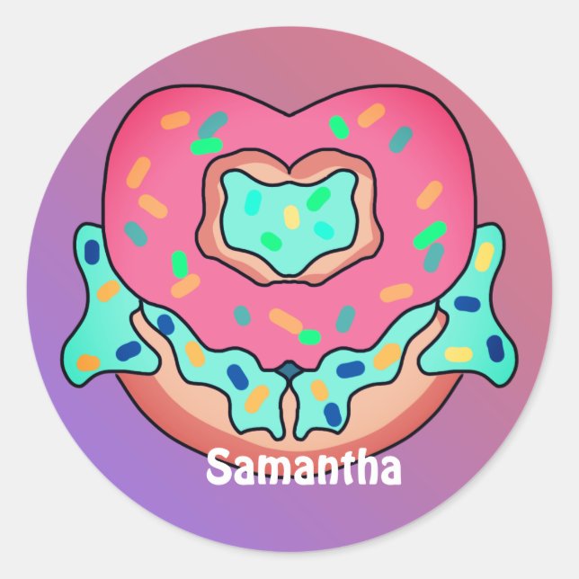 Sticker Rond Donut de coeur mou minimaliste | Amour (Devant)