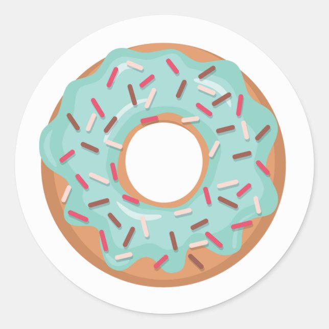 Sticker Rond Donut glacé bleu avec pépites (Devant)