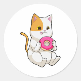 Sticker Rond Donut mangeur de chats