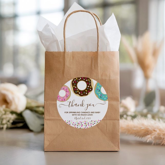 Sticker Rond Donut Parsemé d'Amour Baby Sprinkle Merci (Créateur téléchargé)