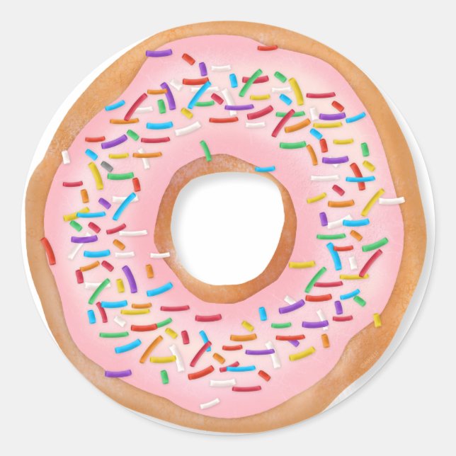 Sticker Rond Donut Pink Frosting Sprinkles Cute | (Devant)