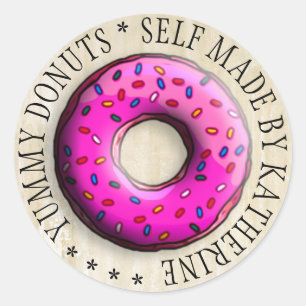 Sticker Rond Donut Pinky avec des arrosages colorés + vos idées