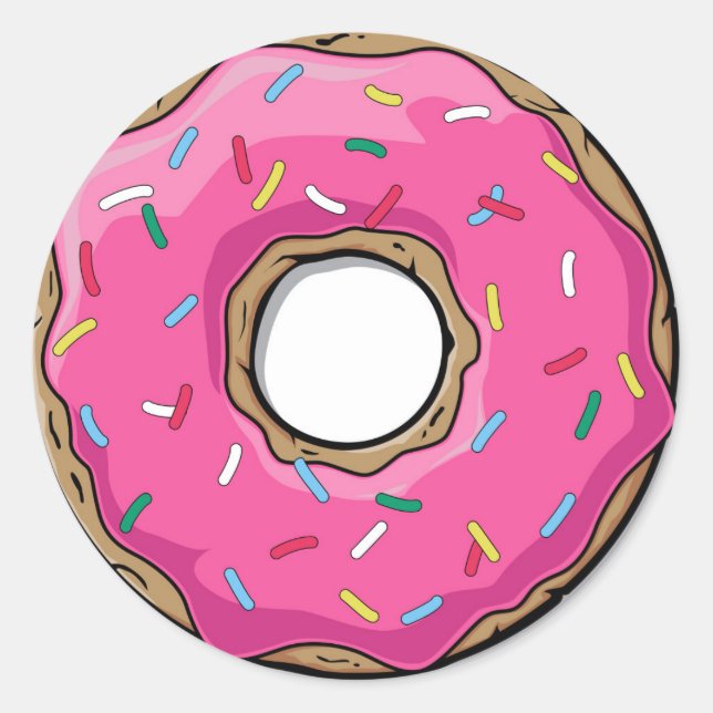 Sticker Rond Donut Rose Cartoon Avec Saupoudrages (Devant)