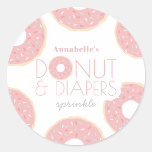 Sticker Rond Donut rose & Diapeurs Bébé Sprinkle Girl