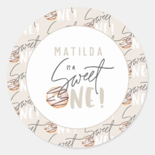 Sticker Rond Donut sucré un 1er anniversaire de fête en faveur