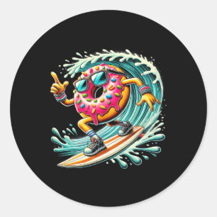 Sticker Rond Donut Surfing Surfeur Amateur de Donut Planchiste
