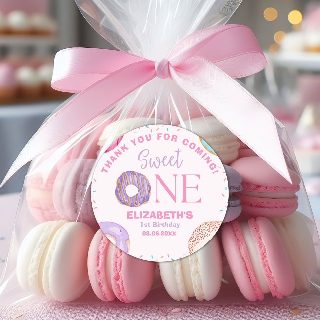 Sticker Rond Donut Sweet One Birthday Party Donut Birthday (Créateur téléchargé)
