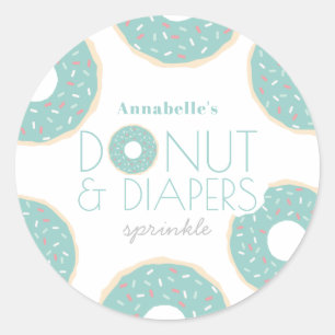 Sticker Rond Donut vert & Diapeurs Baby Sprinkle Boy