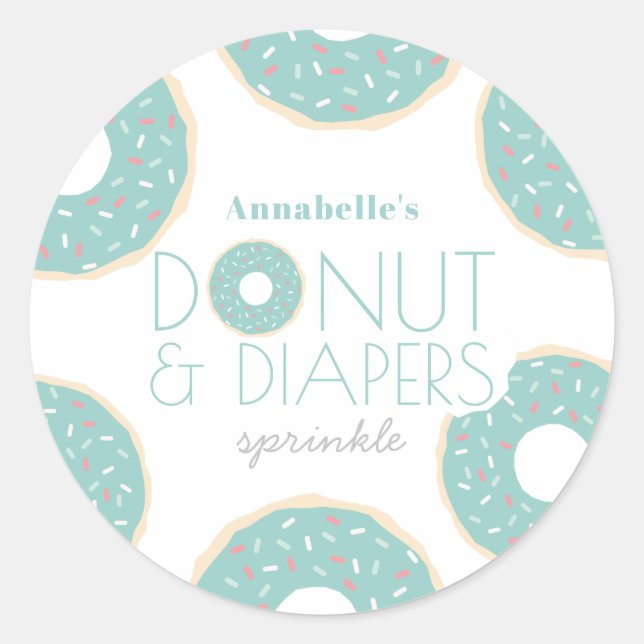 Sticker Rond Donut vert & Diapeurs Baby Sprinkle Boy (Devant)