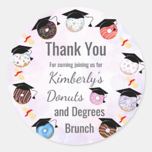 Sticker Rond Donuts et Diplômes Remerciements Petit-déjeuner de