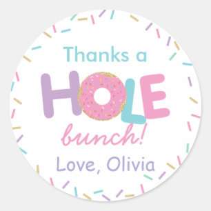 Sticker Rond Donuts et saupoudrages Baby shower d'anniversaire 