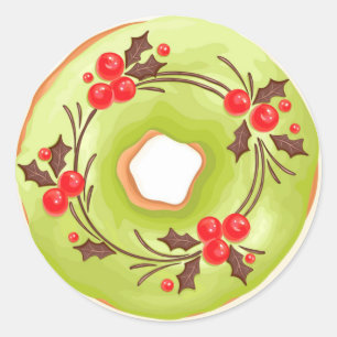 Sticker Rond Donuts Matcha avec Noël Hollies