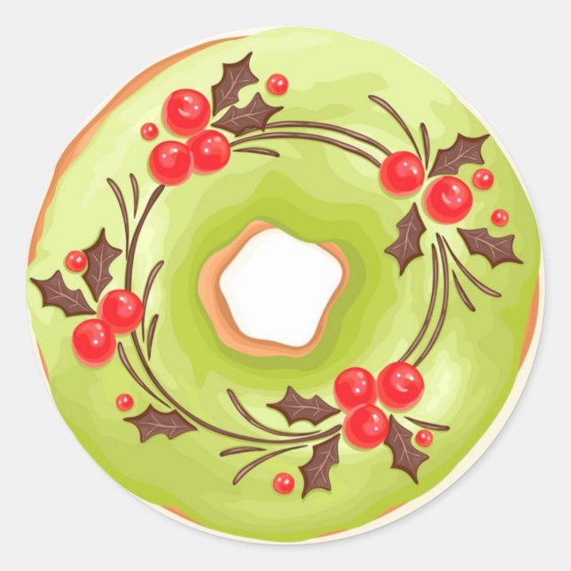 Sticker Rond Donuts Matcha avec Noël Hollies (Devant)