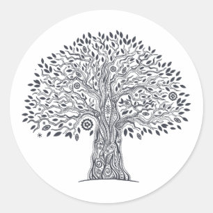 Sticker Rond Doodle Arbre De Vie