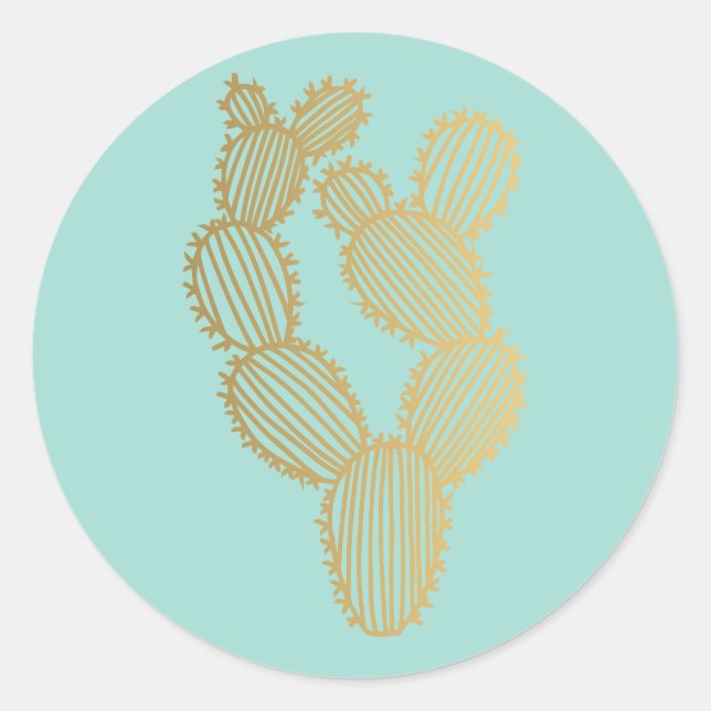Sticker Rond Doodle de Cactus Prickly Gold (Devant)