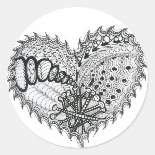 Sticker Rond Doodle de feu de coeur