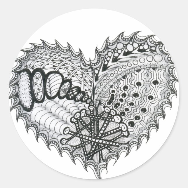 Sticker Rond Doodle de feu de coeur (Devant)