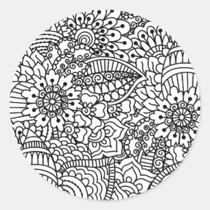 Sticker Rond Doodle de fleurs