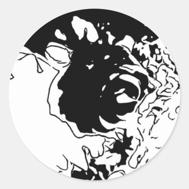 Sticker Rond Doodle de fleurs (Devant)