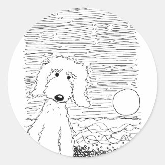Sticker Rond Doodle d'or sur la plage