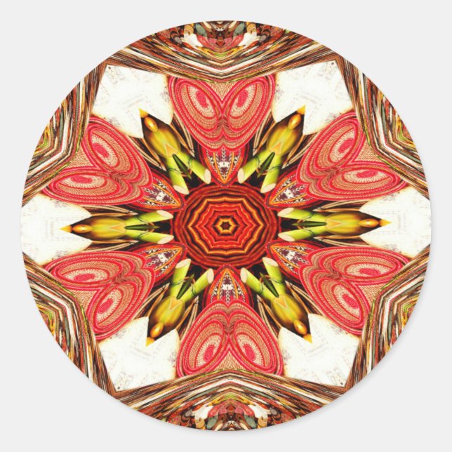 Sticker Rond Doodle Floral Art Imprimer (Devant)