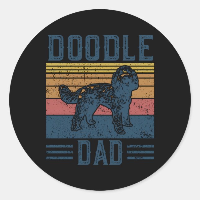 Sticker Rond Doodle Papa Aussie Doodle Goldendoodle (Devant)
