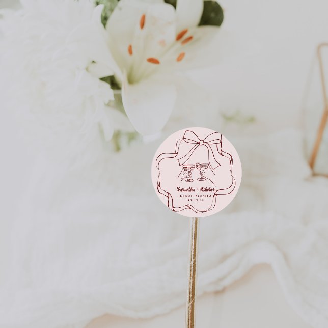 Sticker Rond Doodle Rétro Fantaisiste | Mariage   (Créateur téléchargé)